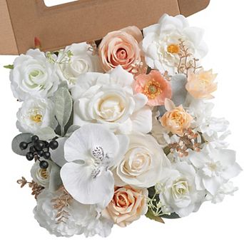 Silk Rose Artificial Flowers DIY Wedding Bouquet Centerpiece Decor Set