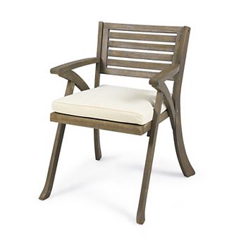 Dining Chair With Weather Resistant Acacia Wood For Porch Seating