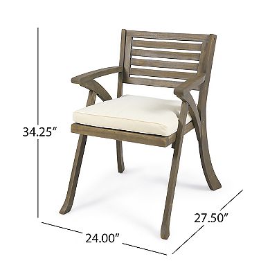 Dining Chair With Weather Resistant Acacia Wood For Porch Seating