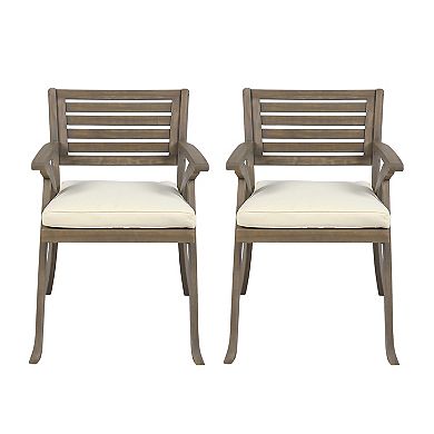 Dining Chair With Weather Resistant Acacia Wood For Porch Seating