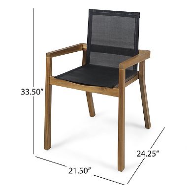 Dining Set With Acacia Wood Table And Six Chairs For Patio Garden