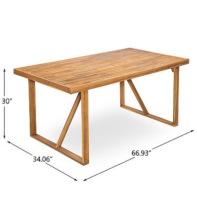 Dining Set With Acacia Wood Table And Six Chairs For Patio Garden
