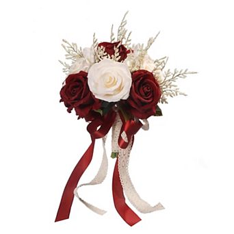 Wedding Bouquet Bride Artificial Rose Lace Handle