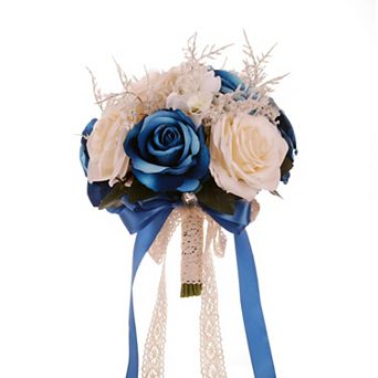 Wedding Bouquet Bride Artificial Rose Lace Handle