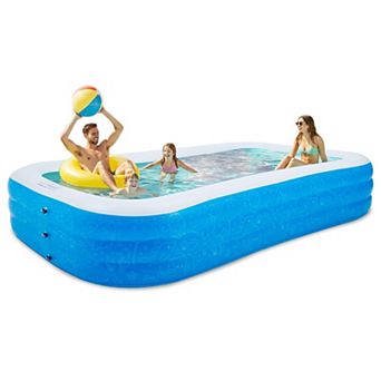 120Inch Inflatable Pool Rectangular PVC Blow-up Backyard Summer Fun