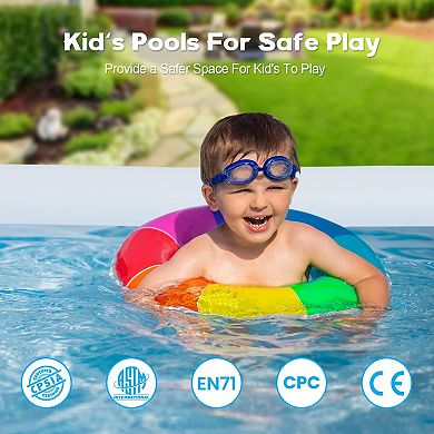 120Inch Inflatable Pool Rectangular PVC Blow-up Backyard Summer Fun