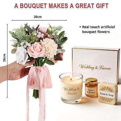 Wedding Bouquet Dusty Roses Ribbon Bow