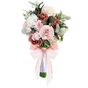 Wedding Bouquet Dusty Roses Ribbon Bow