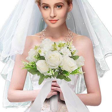 Wedding Bouquet Artificial Roses Bride Bridesmaid