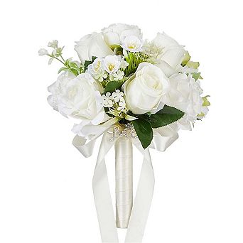 Wedding Bouquet Artificial Roses Bride Bridesmaid
