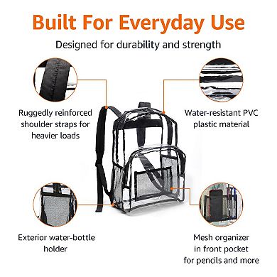 Transparent PVC Backpack Water-resistant Reinforced Straps