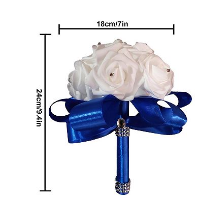 Wedding Bouquet Silk Crystal Artificial Roses