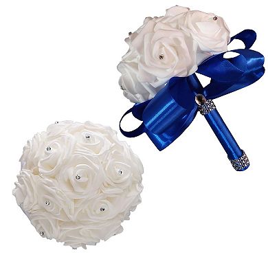 Wedding Bouquet Silk Crystal Artificial Roses