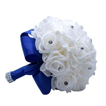 Wedding Bouquet Silk Crystal Artificial Roses