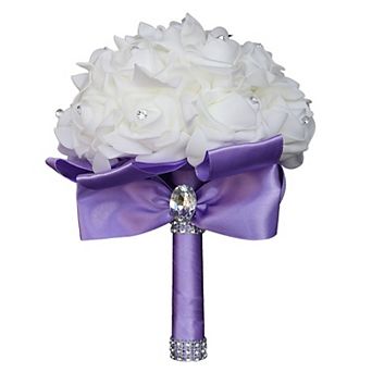Wedding Bouquet Silk Crystal Artificial Roses