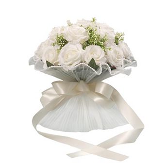 Wedding Bouquet Bride Artificial Rose Silk Ribbon