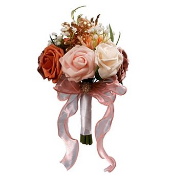Wedding Bouquet Bride Bridesmaid Artificial Rose Silk Ribbon