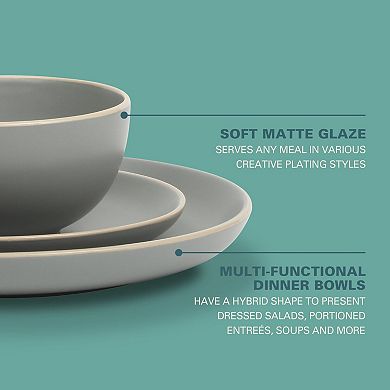 Stoneware Dinnerware Set Round Plates Matte Finish