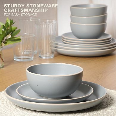 Stoneware Dinnerware Set Round Plates Matte Finish