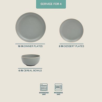 Stoneware Dinnerware Set Round Plates Matte Finish