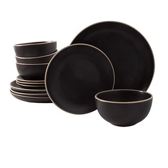 Stoneware Dinnerware Set Round Plates Matte Finish
