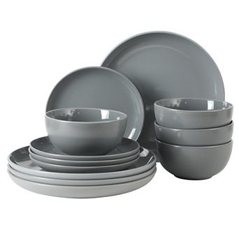 Stoneware Dinnerware Set Round Plates Matte Finish