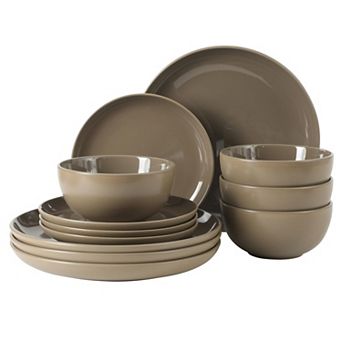 Stoneware Dinnerware Set Round Plates Matte Finish