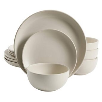 Stoneware Dinnerware Set Round Plates Matte Finish
