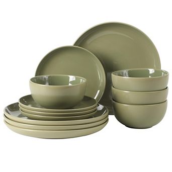 Stoneware Dinnerware Set Round Plates Matte Finish