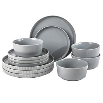 Stoneware Dinnerware Set Round Plates Matte Finish