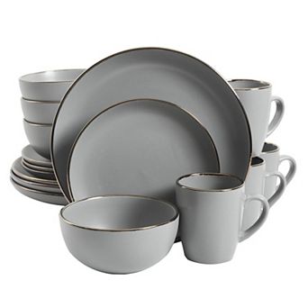 Stoneware Dinnerware Set Round Plates Matte Finish