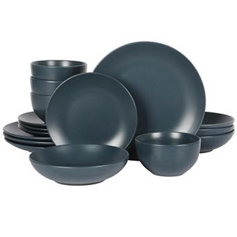 Stoneware Dinnerware Set Round Plates Matte Finish