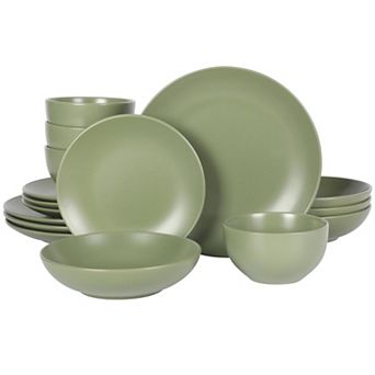 Stoneware Dinnerware Set Round Plates Matte Finish