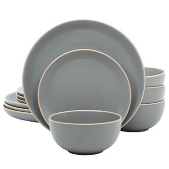 Stoneware Dinnerware Set Round Plates Matte Finish