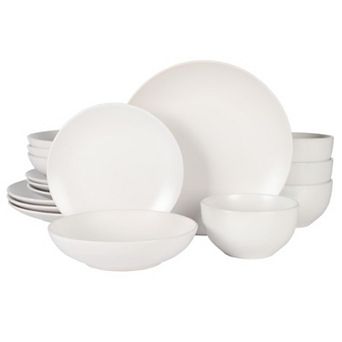 Stoneware Dinnerware Set Round Plates Matte Finish