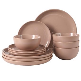 Stoneware Dinnerware Set Round Plates Matte Finish