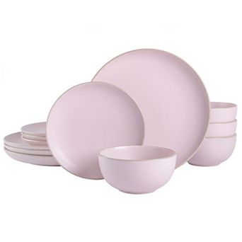 Stoneware Dinnerware Set Round Plates Matte Finish
