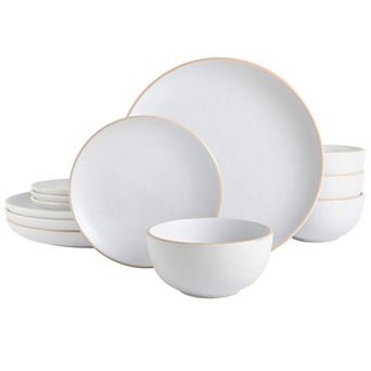 Stoneware Dinnerware Set Round Plates Matte Finish