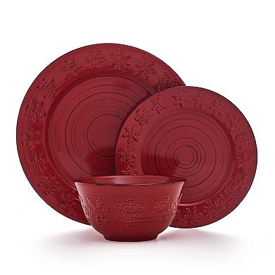 Stoneware Dinnerware Set Distressed Finish Microwave Dishwasher Safe
