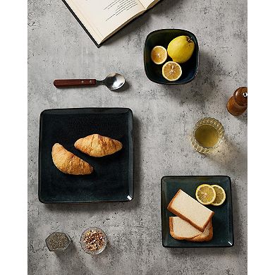 Square Dinnerware Set Reactive Glaze Microwave Safe