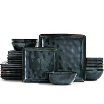 Square Dinnerware Set Reactive Glaze Microwave Safe