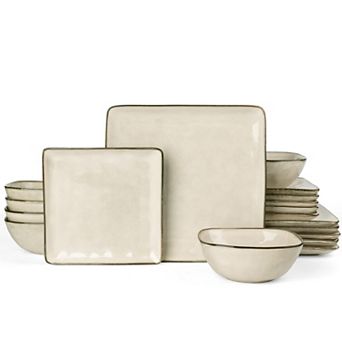 Square Dinnerware Set Reactive Glaze Microwave Safe