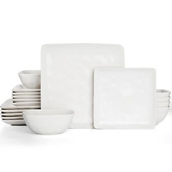 Square Dinnerware Set Reactive Glaze Microwave Safe