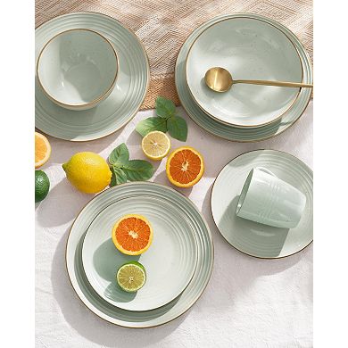 Stoneware Dinnerware Set Handcrafted Speckled Embossed Plates