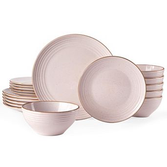 Stoneware Dinnerware Set Handcrafted Speckled Embossed Plates
