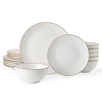 Stoneware Dinnerware Set Handcrafted Speckled Embossed Plates