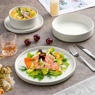 Stoneware Dinnerware Set Rustic Terracotta Bottom Dishwasher Microwave Safe