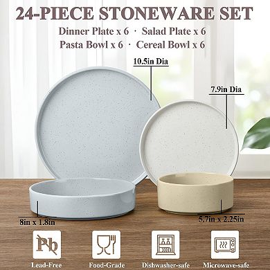 Stoneware Dinnerware Set Rustic Terracotta Bottom Dishwasher Microwave Safe