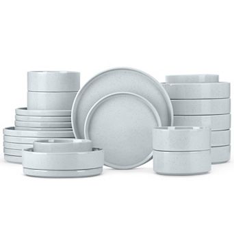 Stoneware Dinnerware Set Rustic Terracotta Bottom Dishwasher Microwave Safe