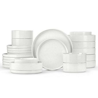 Stoneware Dinnerware Set Rustic Terracotta Bottom Dishwasher Microwave Safe